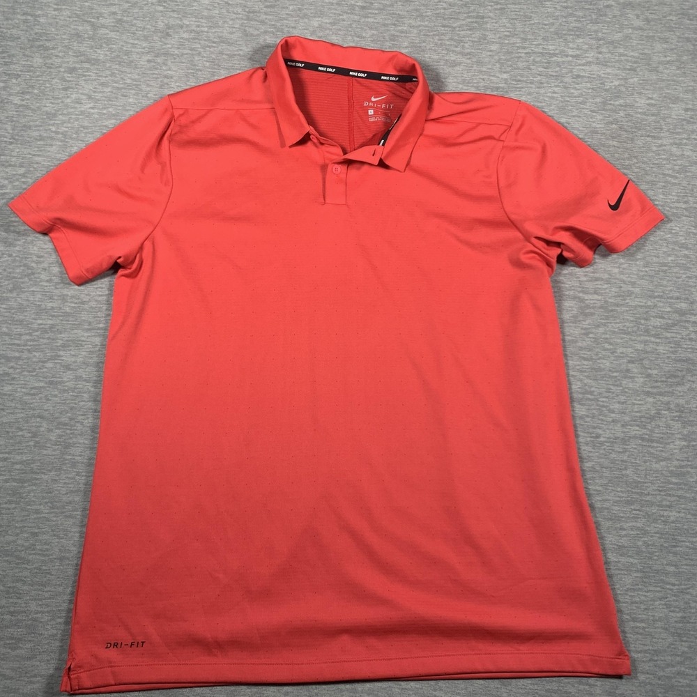 Nike Golf Polo‎ Shirt Mens Large Red Dri-Fit Performance Athletic Lightweight